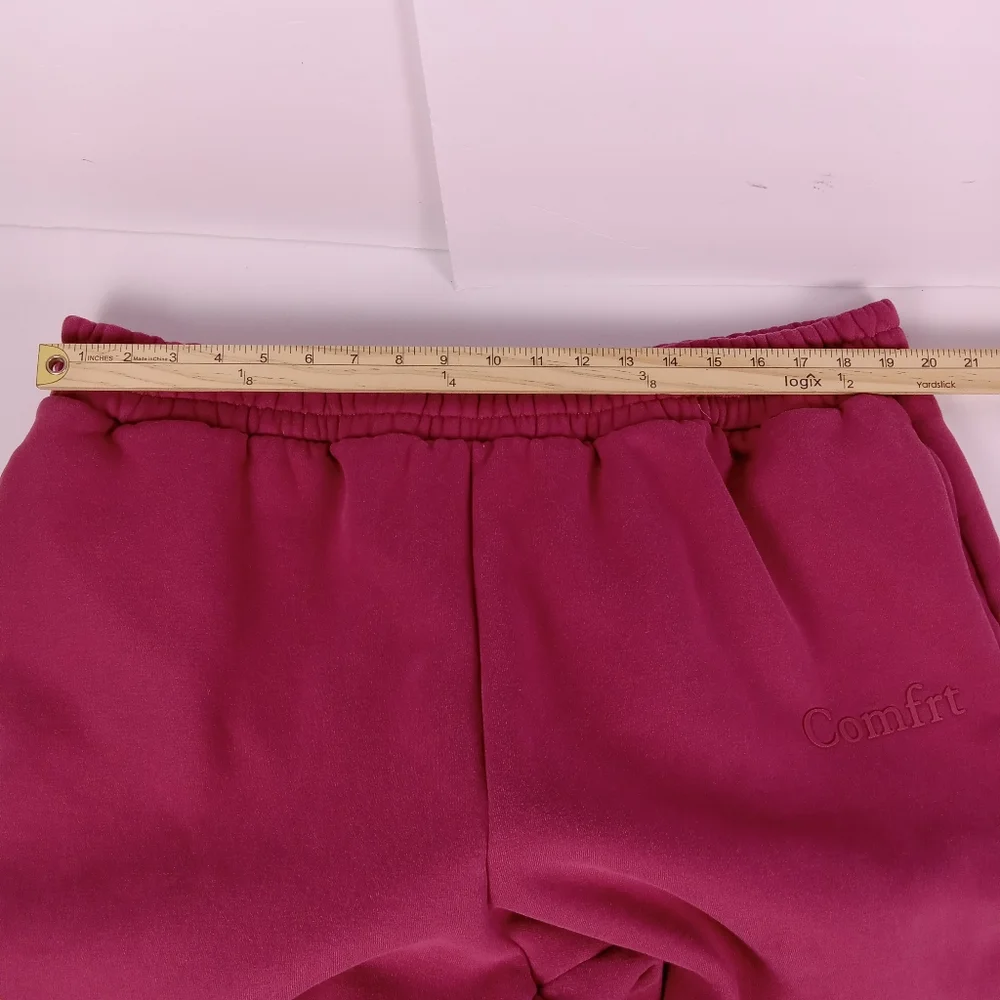 Comfrt Fleece Jogger Sweatpants Size 3XL Burgundy Magenta Loungewear Cozy Travel
